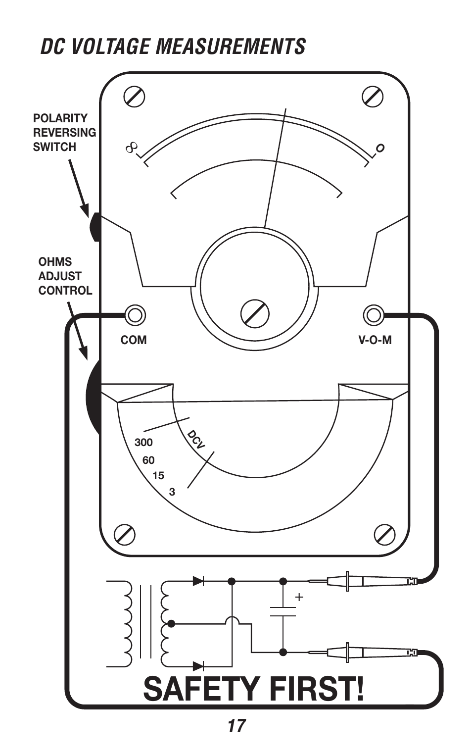 Safety first, Dc voltage measurements | Triplett 310-TEL User Manual | Page 17 / 32