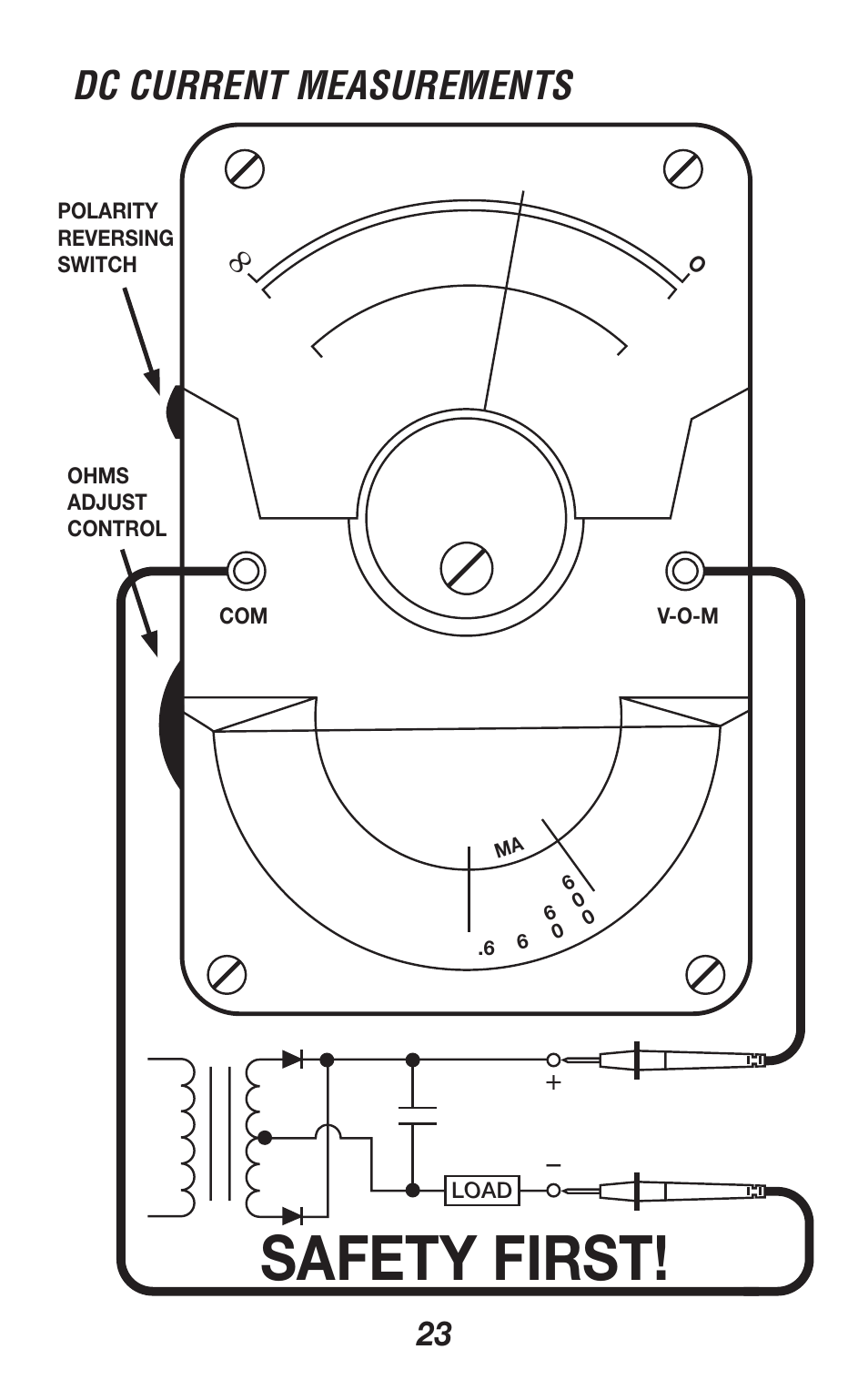 Safety first, Dc current measurements | Triplett 310-TEL User Manual | Page 23 / 32