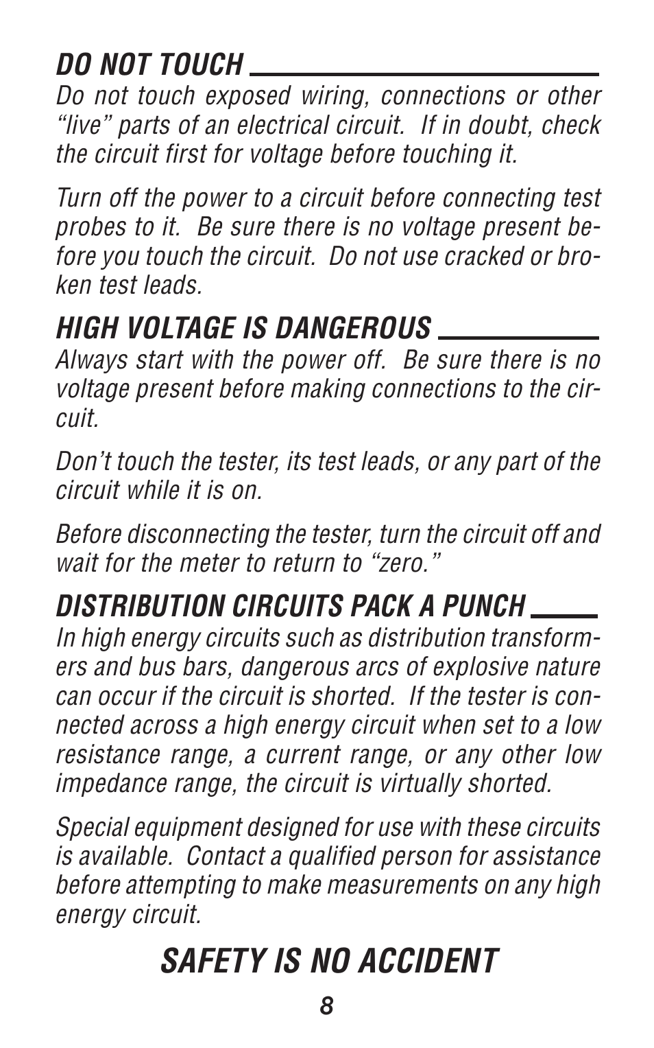 Safety is no accident | Triplett 310-TEL User Manual | Page 8 / 32