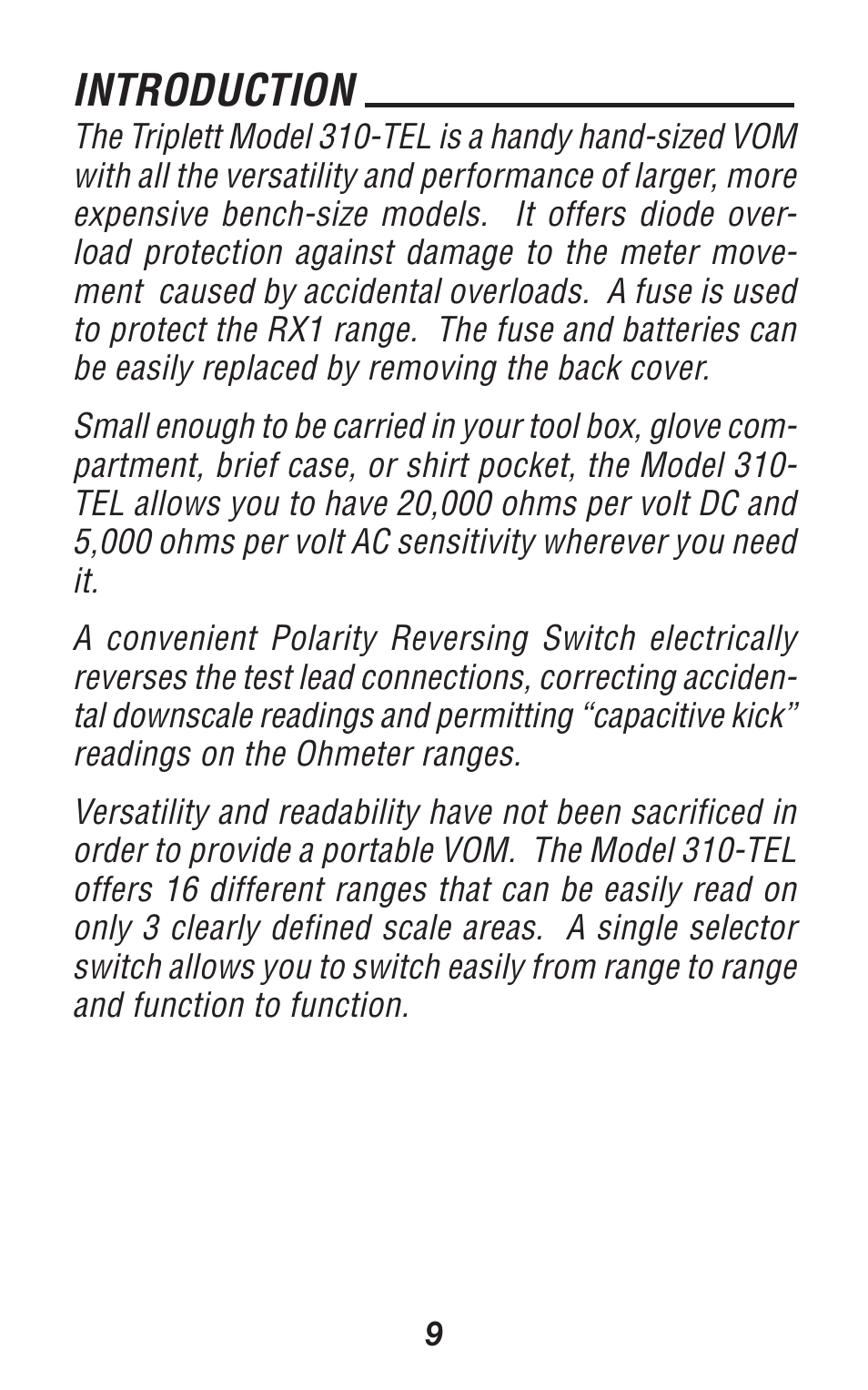 Introduction | Triplett 310-TEL User Manual | Page 9 / 32