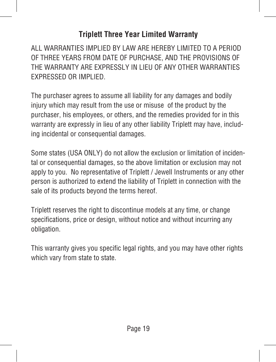 Triplett TDR User Manual | Page 20 / 21