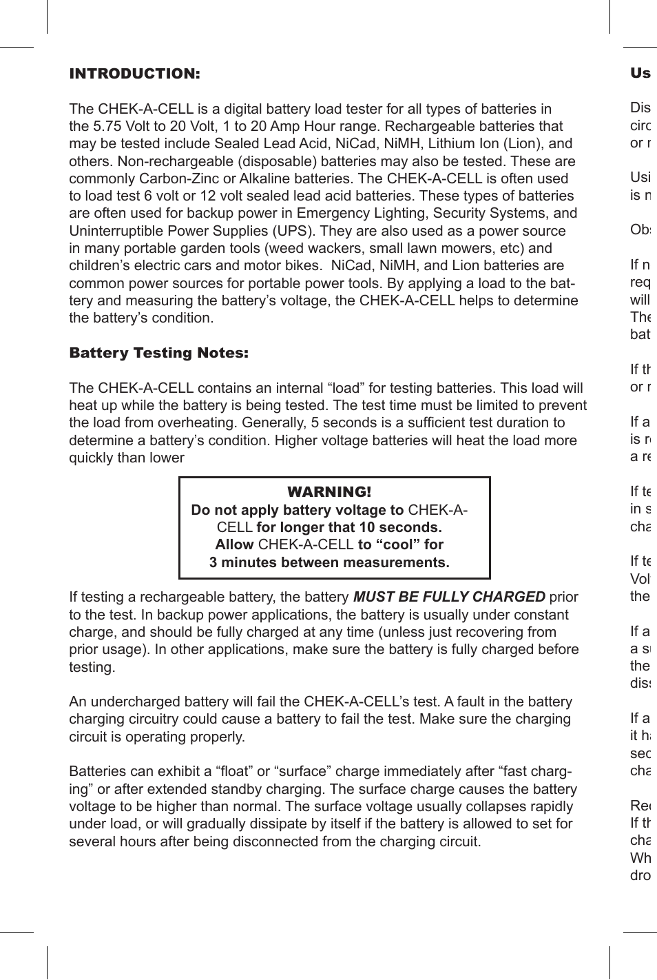 Triplett Chek-A-Cell – PN: 3276 User Manual | Page 2 / 4