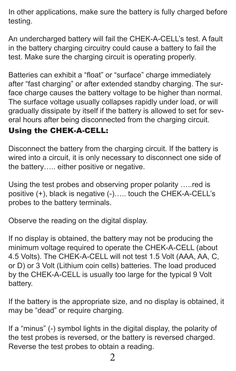 Triplett Chek-A-Cell – PN: 3276 User Manual | Page 4 / 8