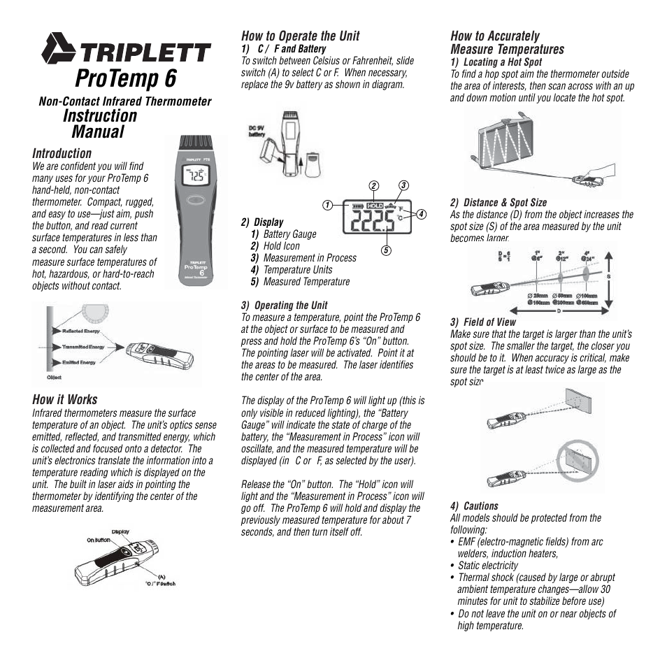 Triplett ProTemp 6 – PN: PT6 User Manual | 2 pages