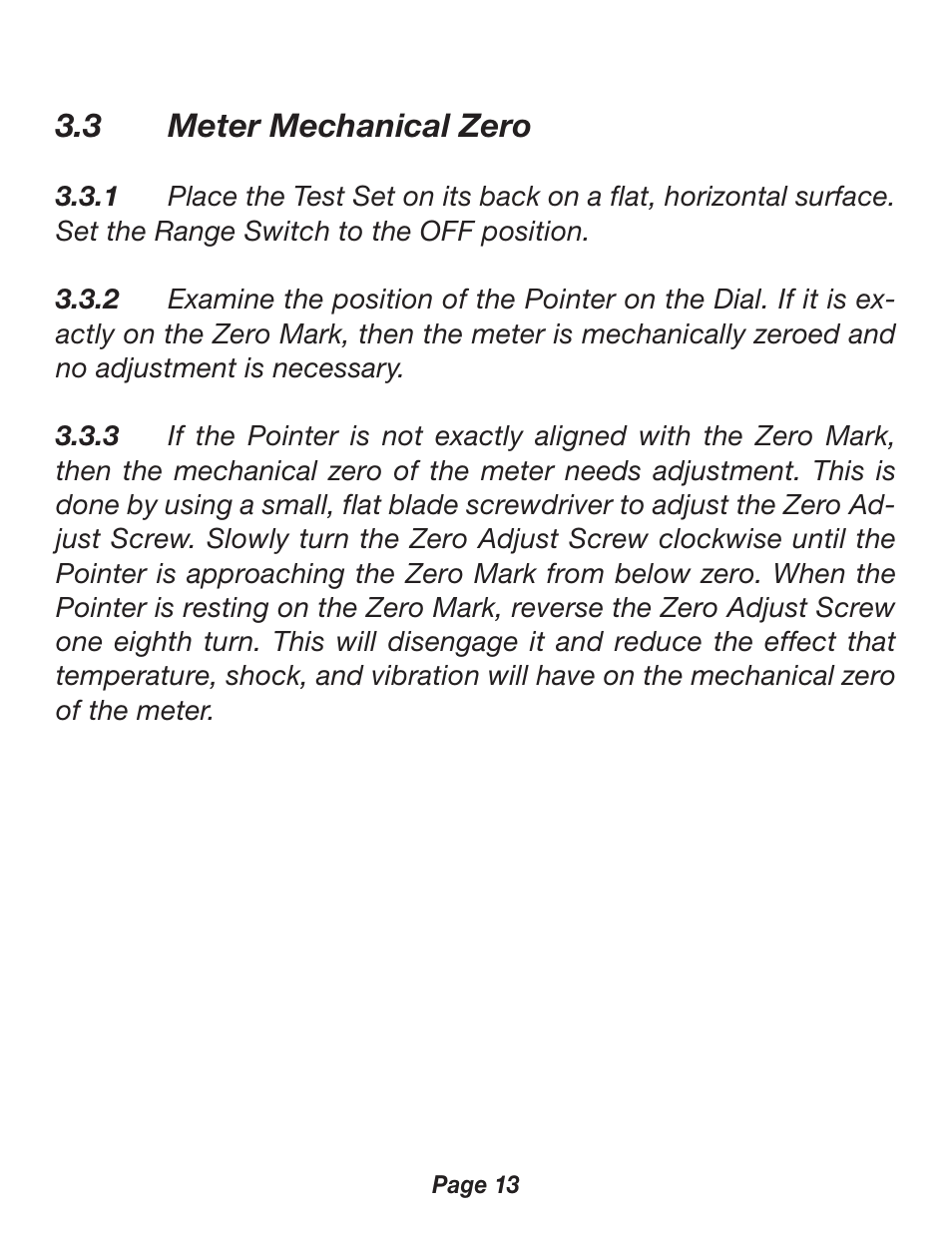 3 meter mechanical zero | Triplett 2000 User Manual | Page 13 / 48
