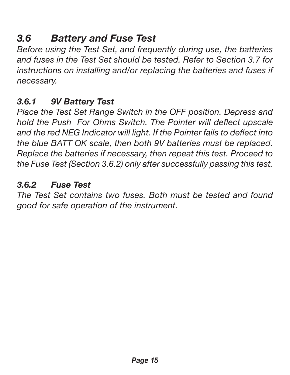 6 battery and fuse test | Triplett 2000 User Manual | Page 15 / 48