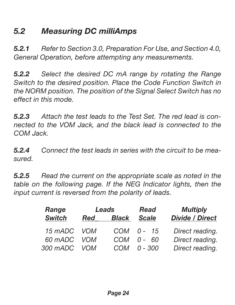 2 measuring dc milliamps | Triplett 2000 User Manual | Page 24 / 48