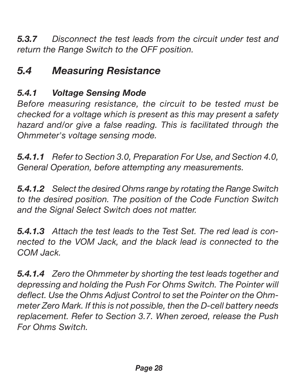 4 measuring resistance | Triplett 2000 User Manual | Page 28 / 48