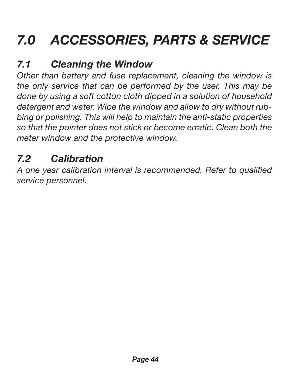 0 accessories, parts & service | Triplett 2000 User Manual | Page 44 / 48
