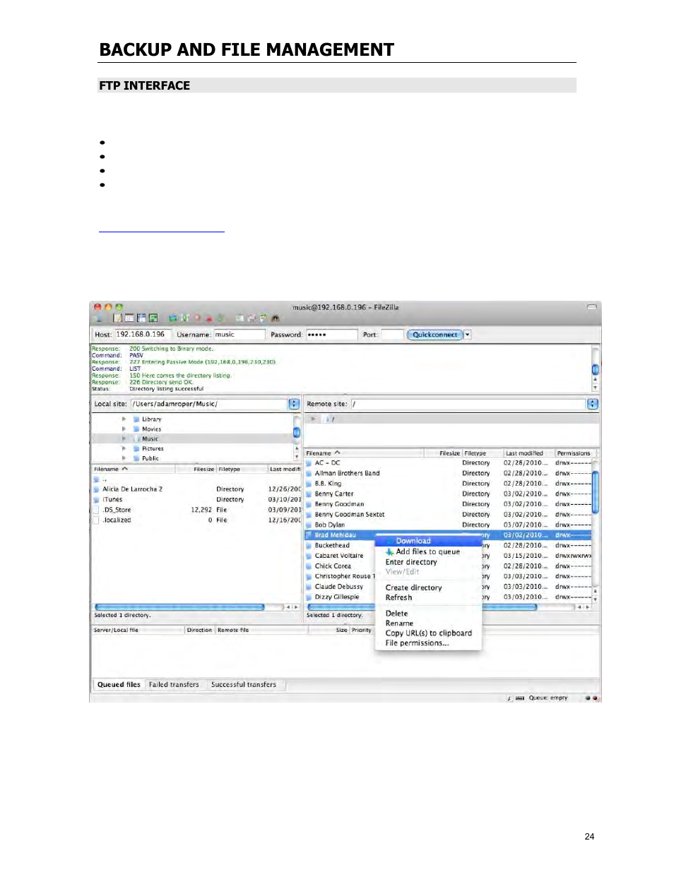 Backup and file management | Cary Audio Design MS-1 User Manual | Page 25 / 63