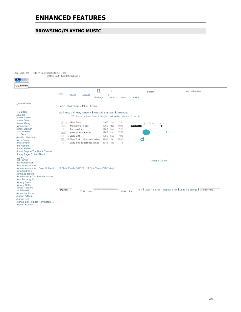 Enhanced features, Subsonic, Browsing/playing music | Iei±l | Cary Audio Design MS-1 User Manual | Page 47 / 63