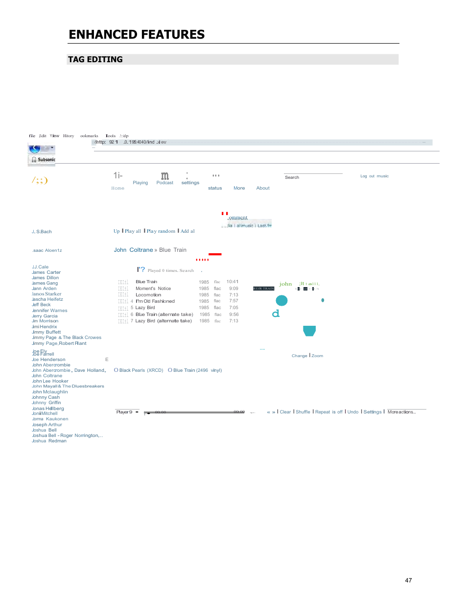 Enhanced features, Subsonic 1i, Tag editing | Iei±l | Cary Audio Design MS-1 User Manual | Page 48 / 63