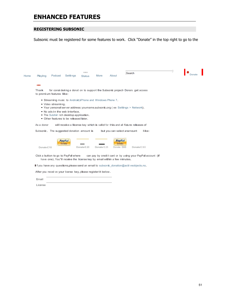 L¥' i, Enhanced features, Registering subsonic | Cary Audio Design MS-1 User Manual | Page 52 / 63