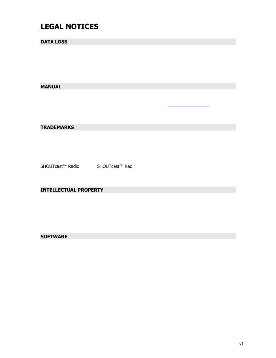 Legal notices | Cary Audio Design MS-1 User Manual | Page 62 / 63