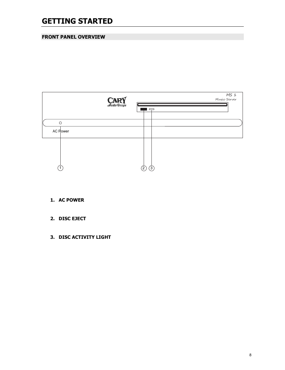 Getting started | Cary Audio Design MS-1 User Manual | Page 9 / 63