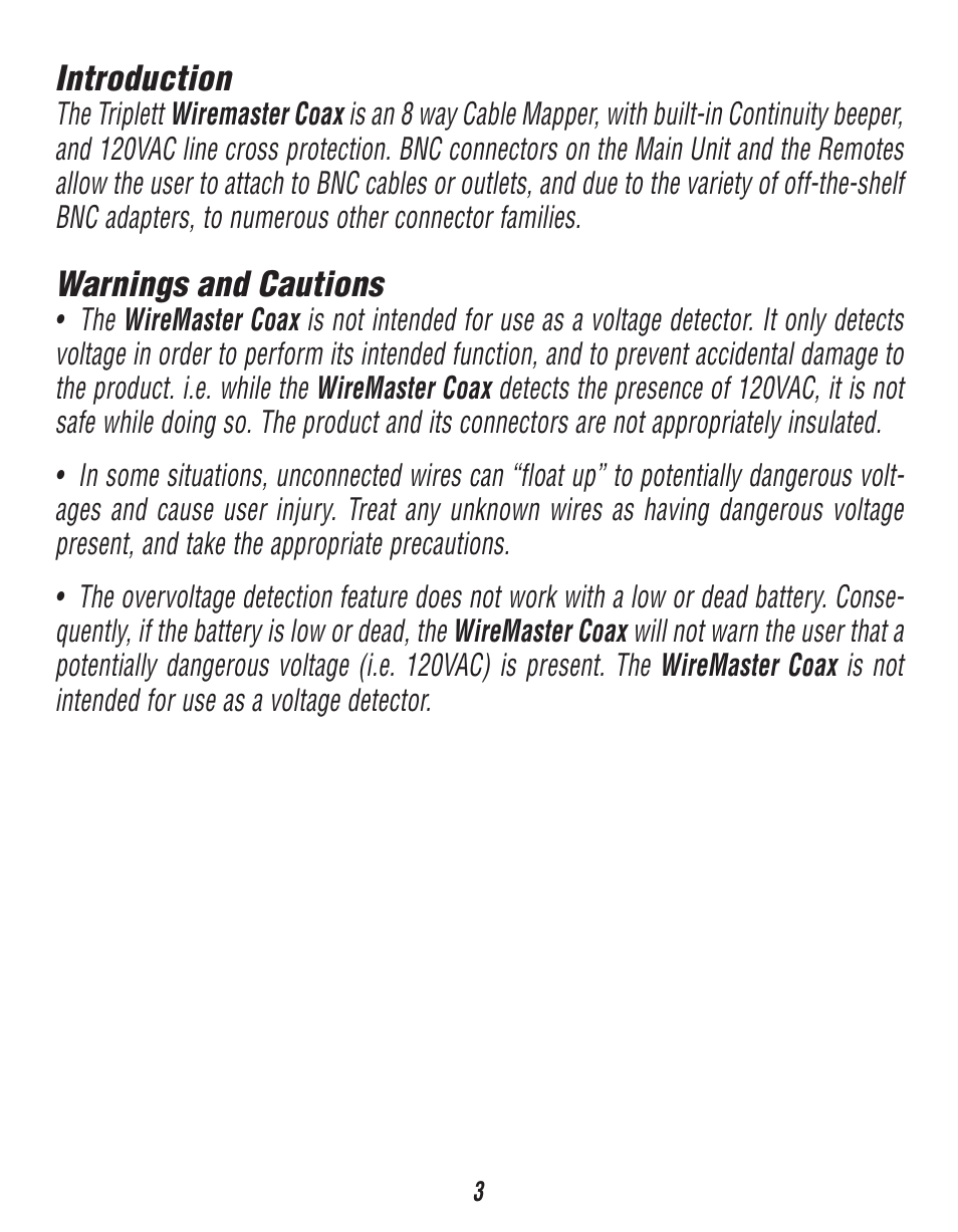 Triplett WireMaster Coax BNC – PN: 3274 User Manual | Page 3 / 14