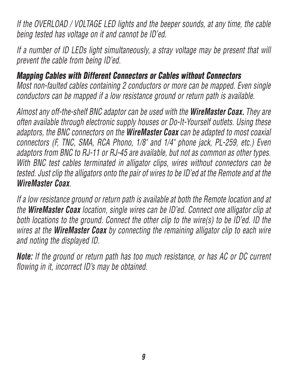 Triplett WireMaster Coax BNC – PN: 3274 User Manual | Page 9 / 14