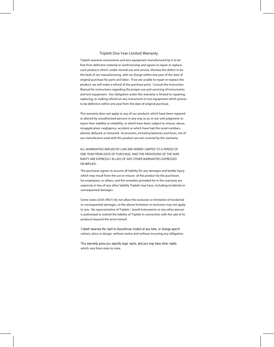 Firefly maunal back | Triplett WireMaster FireFly – PN: 3290 User Manual | Page 2 / 2