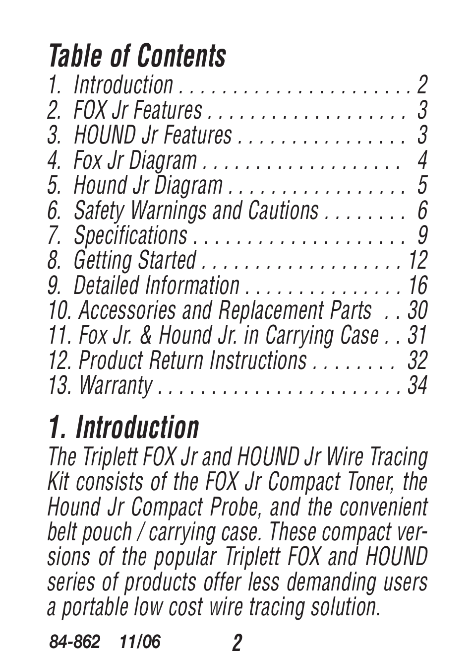 Triplett Fox & Hound Jr. – PN: 3375 User Manual | Page 2 / 36