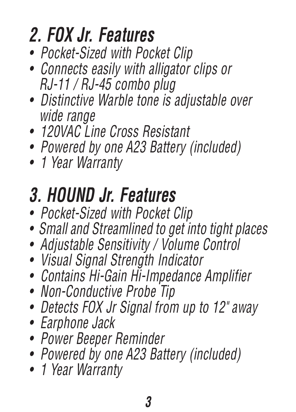 Triplett Fox & Hound Jr. – PN: 3375 User Manual | Page 3 / 36