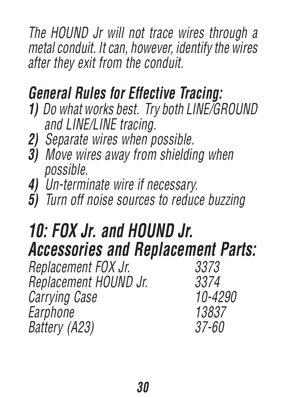 Triplett Fox & Hound Jr. – PN: 3375 User Manual | Page 30 / 36