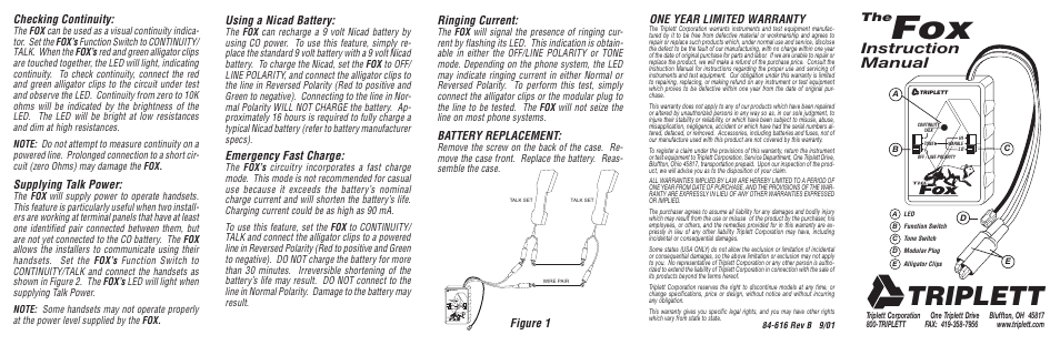 Triplett Fox – PN: 3380 User Manual | 2 pages