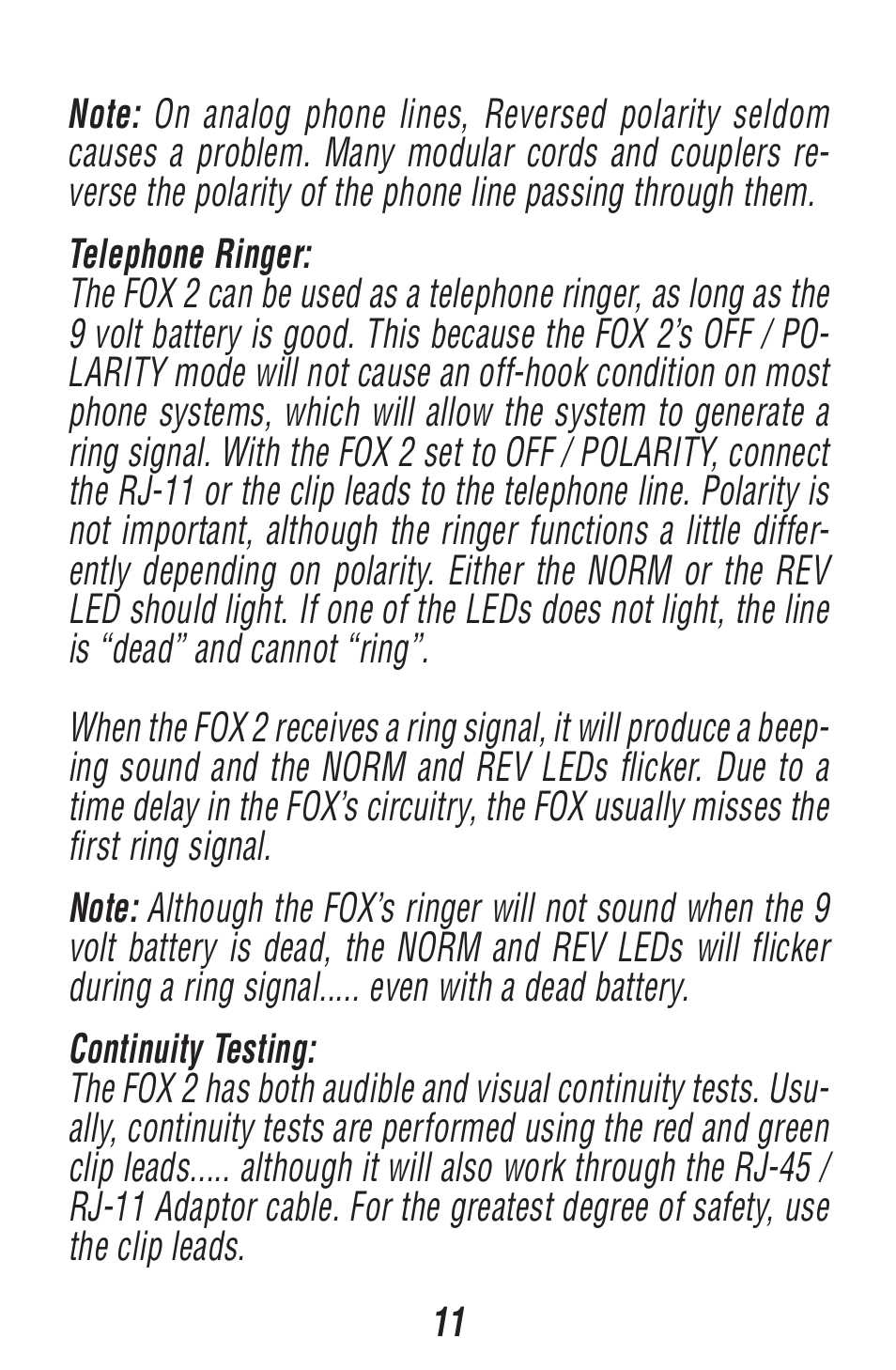 Triplett Fox 2 – PN: 3382 User Manual | Page 11 / 48