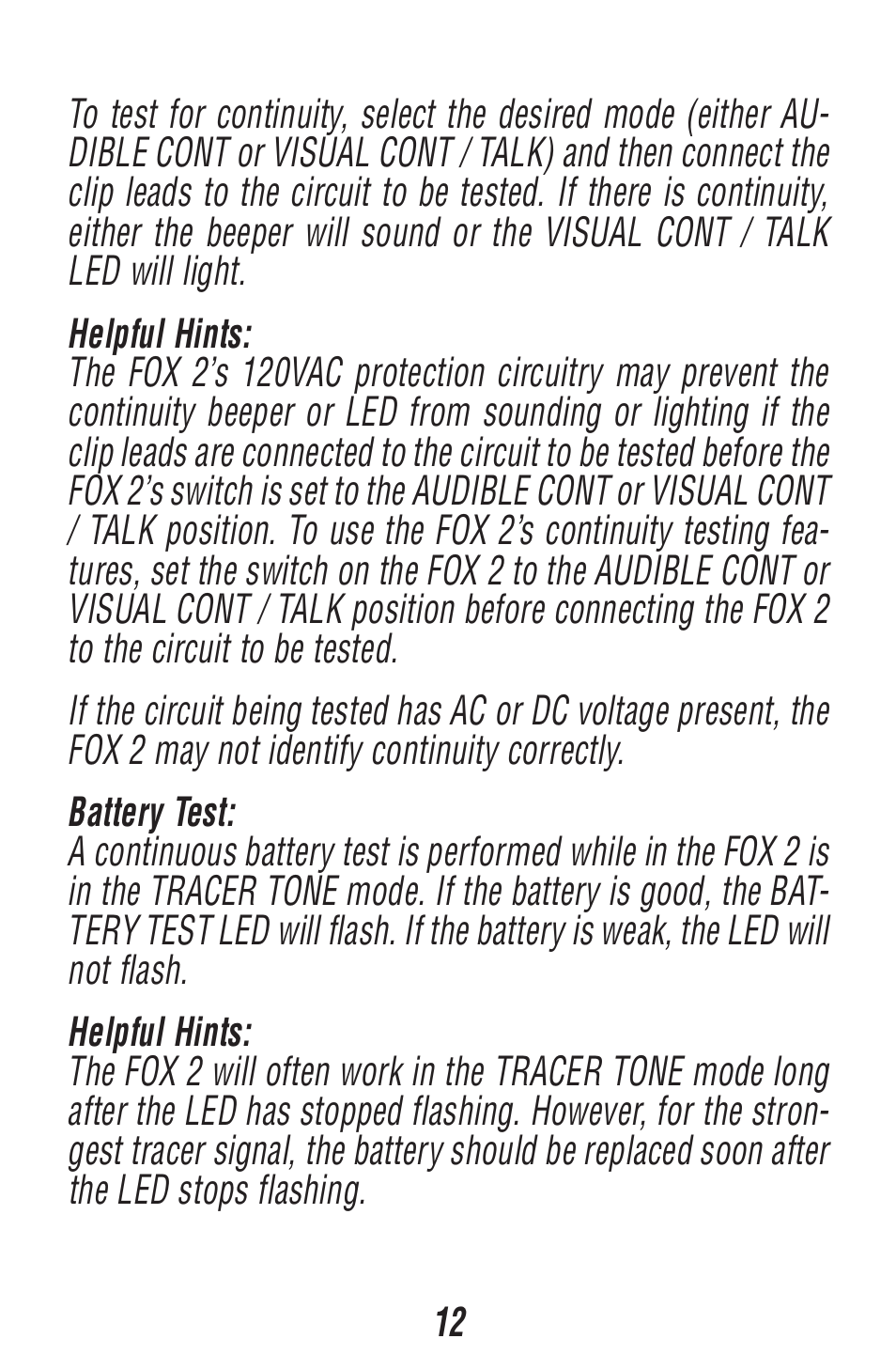 Triplett Fox 2 – PN: 3382 User Manual | Page 12 / 48
