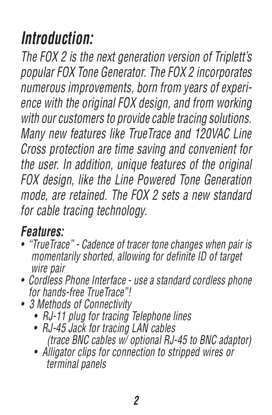 Introduction | Triplett Fox 2 – PN: 3382 User Manual | Page 2 / 48