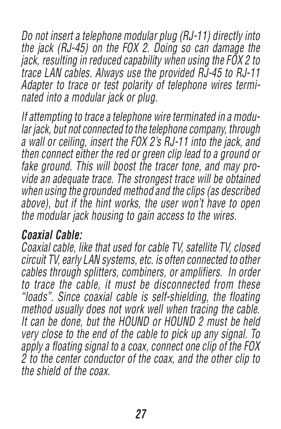 Triplett Fox 2 – PN: 3382 User Manual | Page 27 / 48