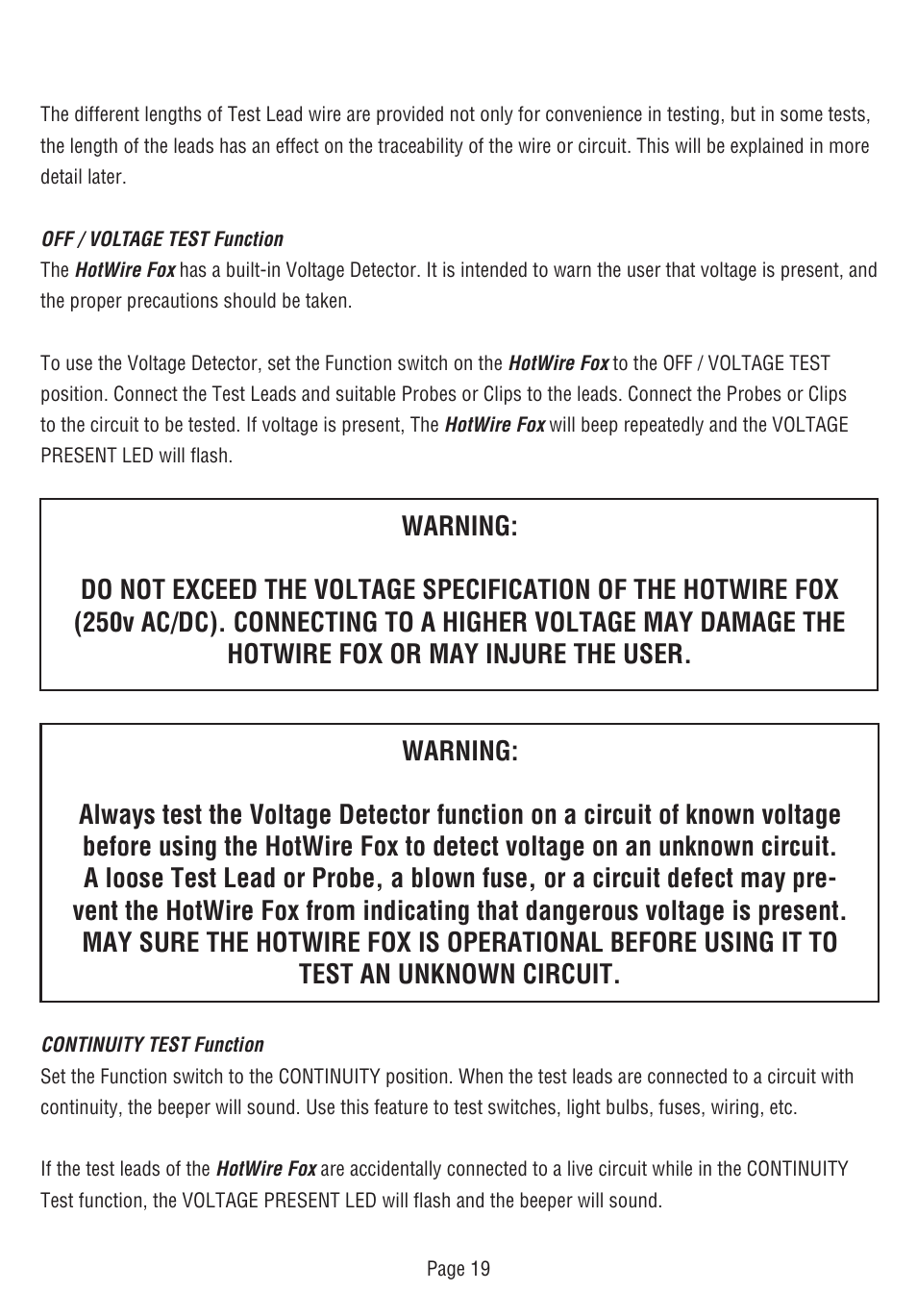 Triplett Fox & Hound HotWire – PN: 3388 User Manual | Page 20 / 35