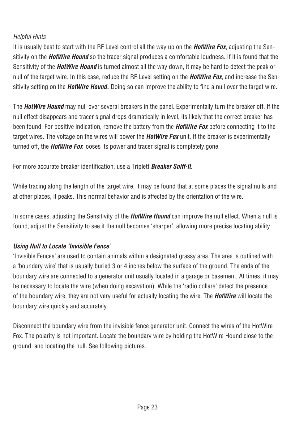 Triplett Fox & Hound HotWire – PN: 3388 User Manual | Page 24 / 35