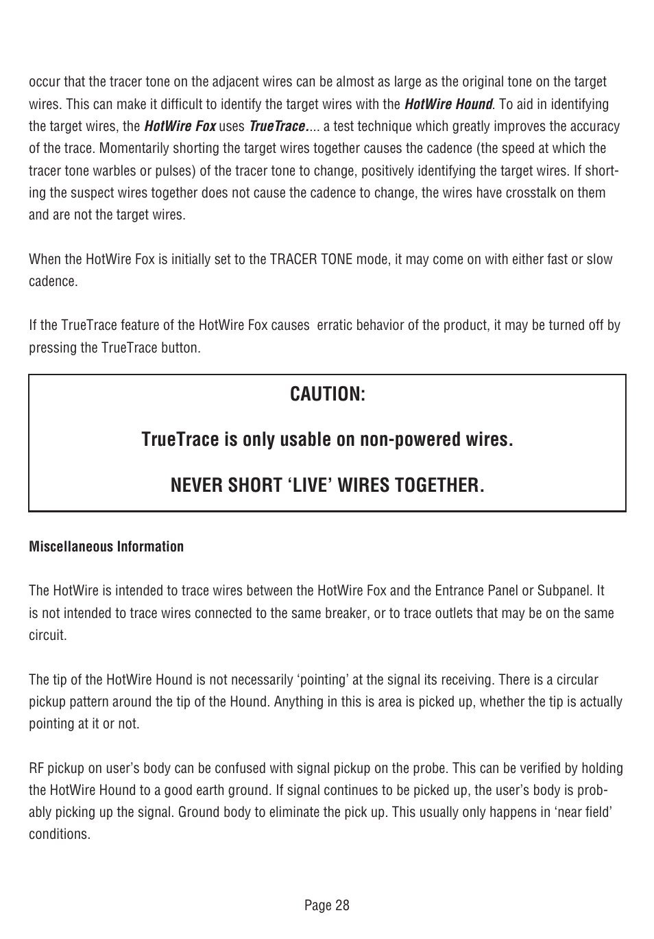 Triplett Fox & Hound HotWire – PN: 3388 User Manual | Page 29 / 35