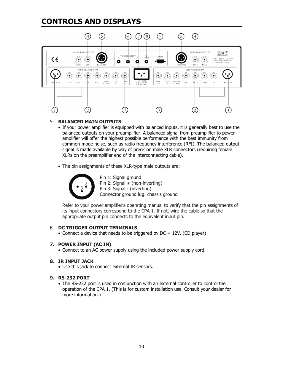 Controls and displays | Cary Audio Design CPA 1 User Manual | Page 11 / 15