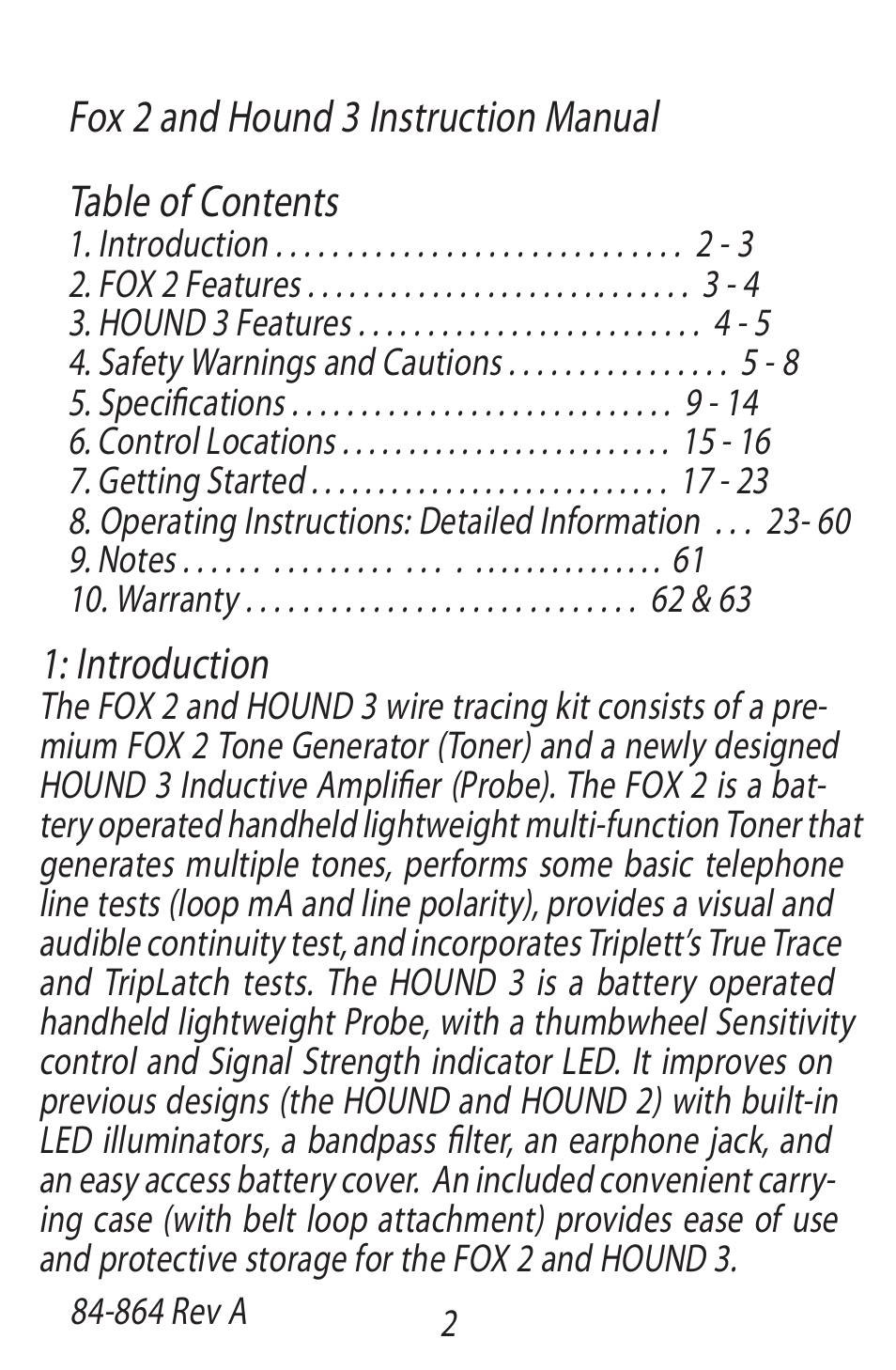 Triplett Fox 2 & Hound 3 – PN: 3399 User Manual | Page 2 / 64