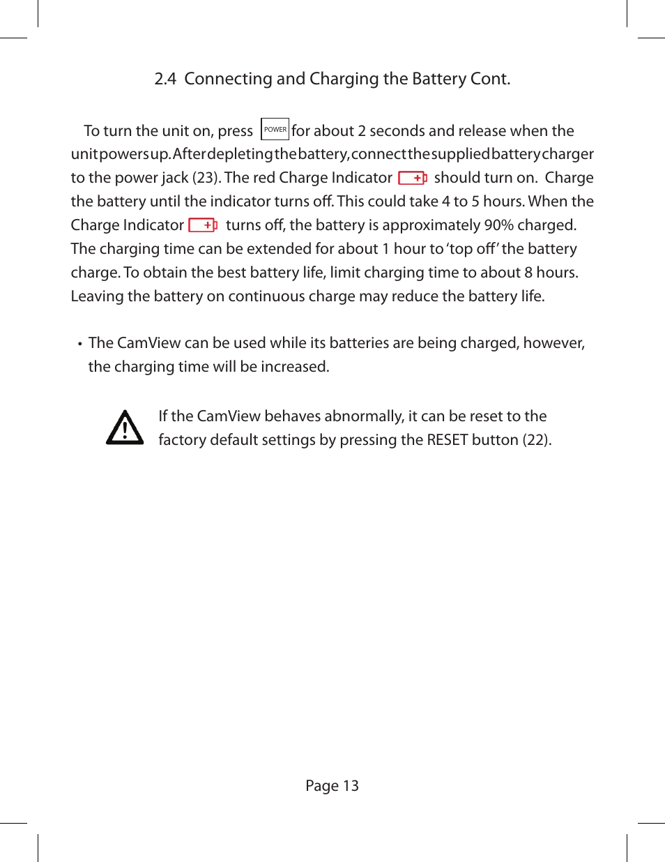 4 connecting and charging the battery cont | Triplett CamView PTZ – PN: 8000 User Manual | Page 15 / 44