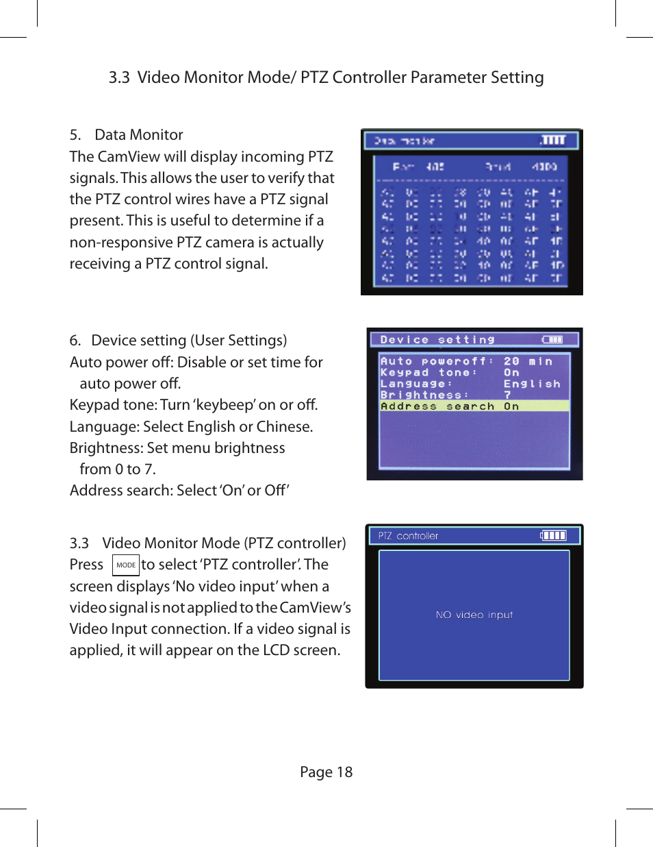 Triplett CamView PTZ – PN: 8000 User Manual | Page 20 / 44