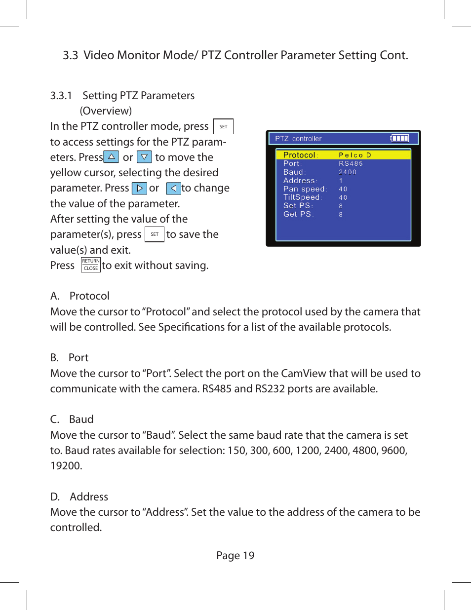 Page 19 | Triplett CamView PTZ – PN: 8000 User Manual | Page 21 / 44