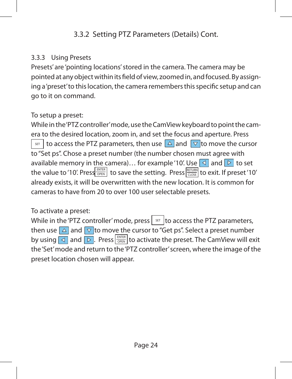 2 setting ptz parameters (details) cont, Page 24 | Triplett CamView PTZ – PN: 8000 User Manual | Page 26 / 44