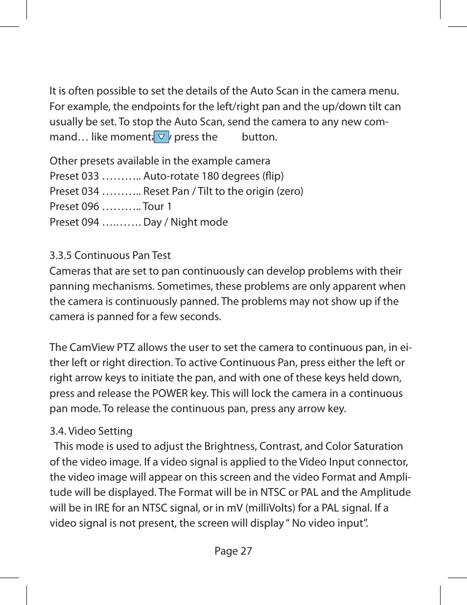 Triplett CamView PTZ – PN: 8000 User Manual | Page 29 / 44
