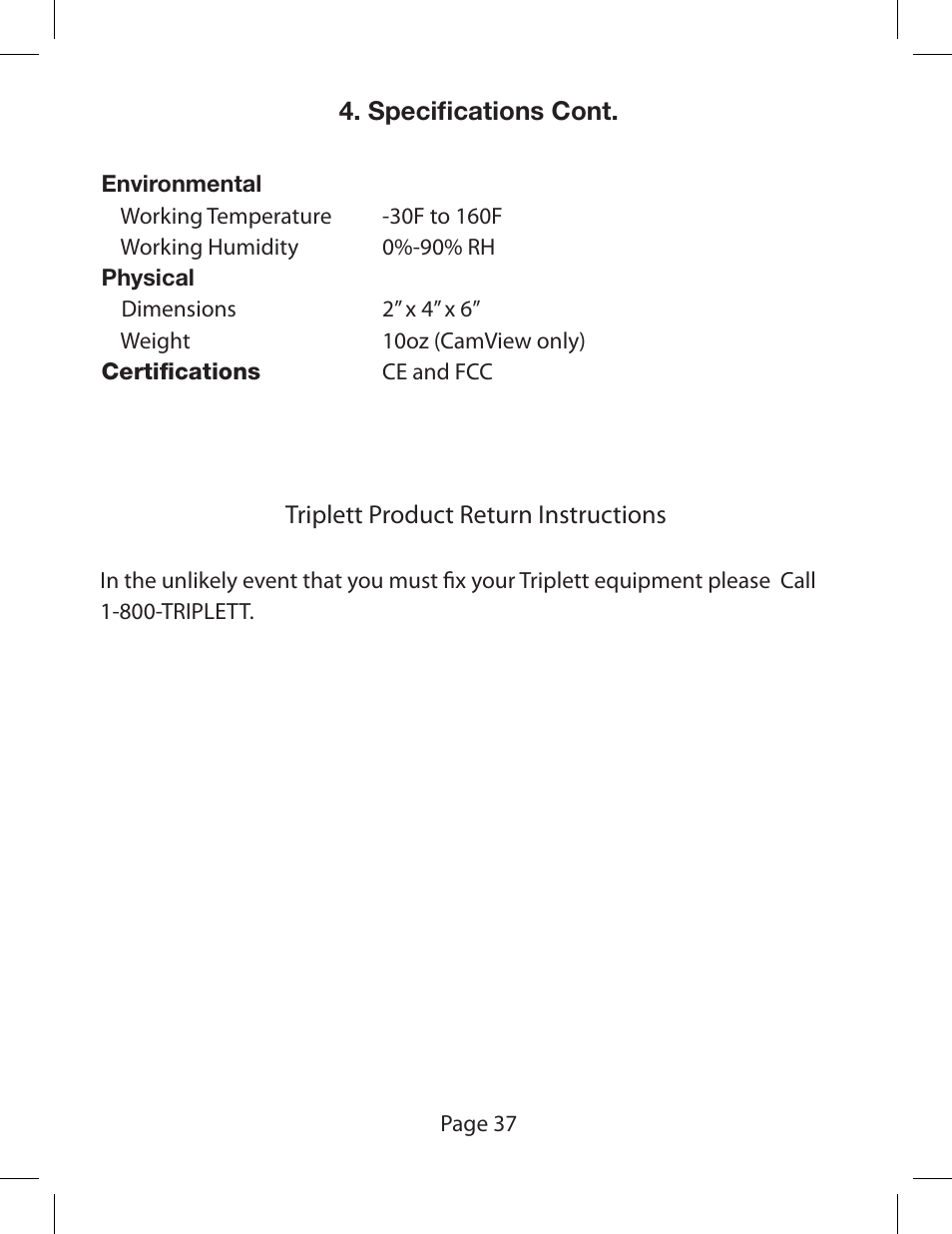 Triplett CamView PTZ – PN: 8000 User Manual | Page 39 / 44