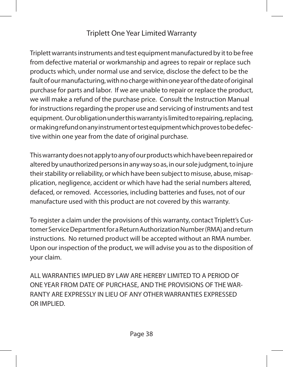 Triplett CamView PTZ – PN: 8000 User Manual | Page 40 / 44