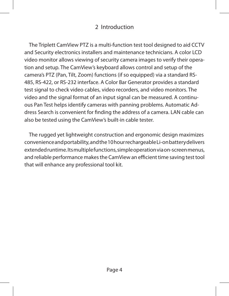 Triplett CamView PTZ – PN: 8000 User Manual | Page 6 / 44