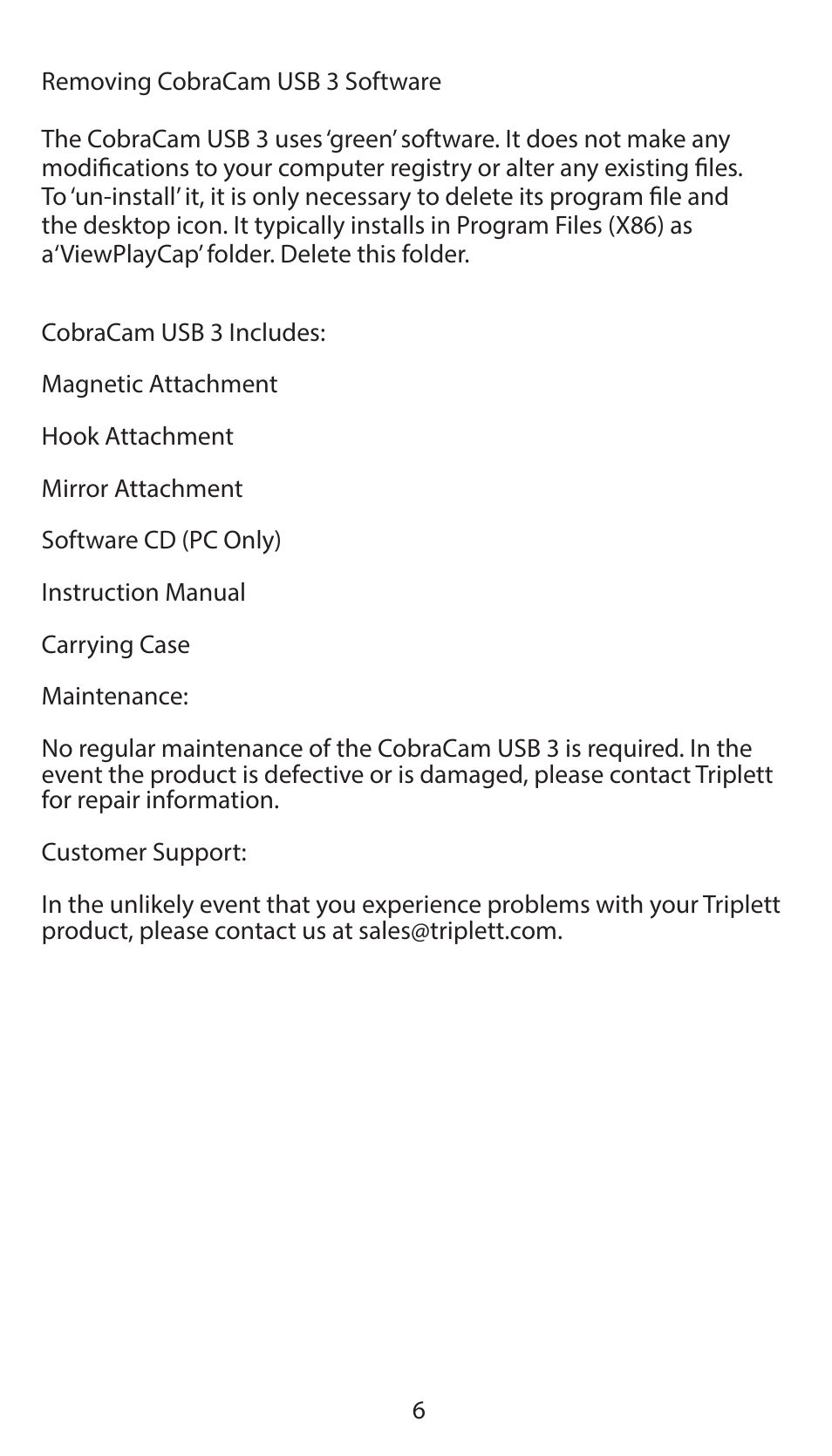 Triplett CobraCam USB III – PN: 8106 User Manual | Page 7 / 10
