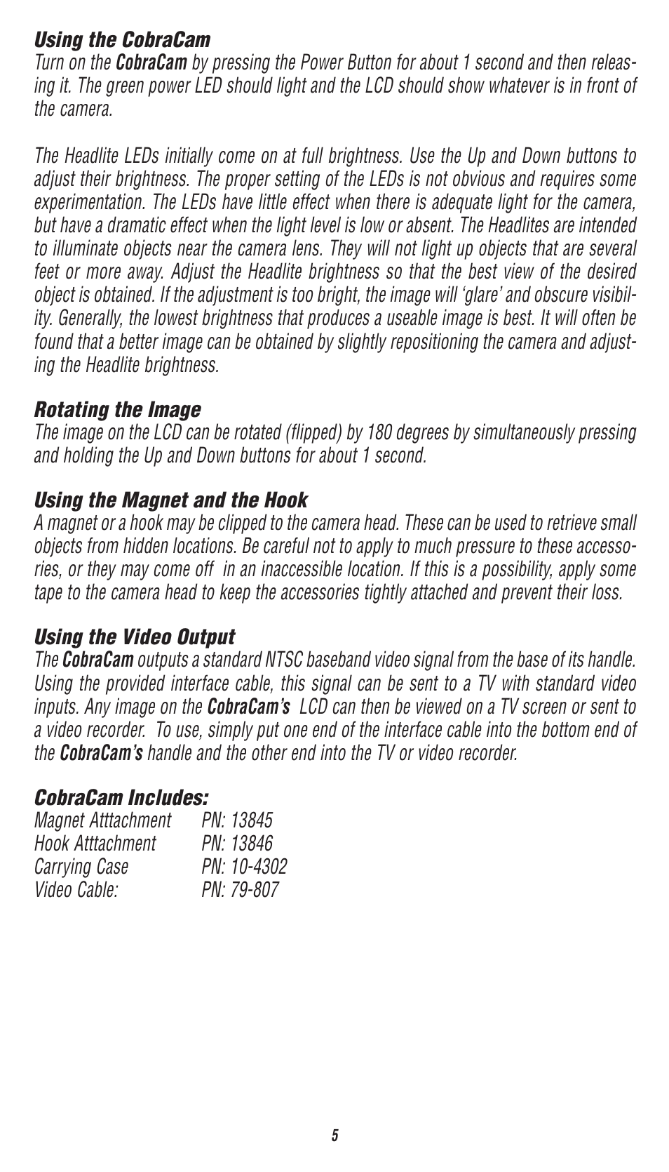 Triplett CobraCam – PN: 8110 User Manual | Page 5 / 8