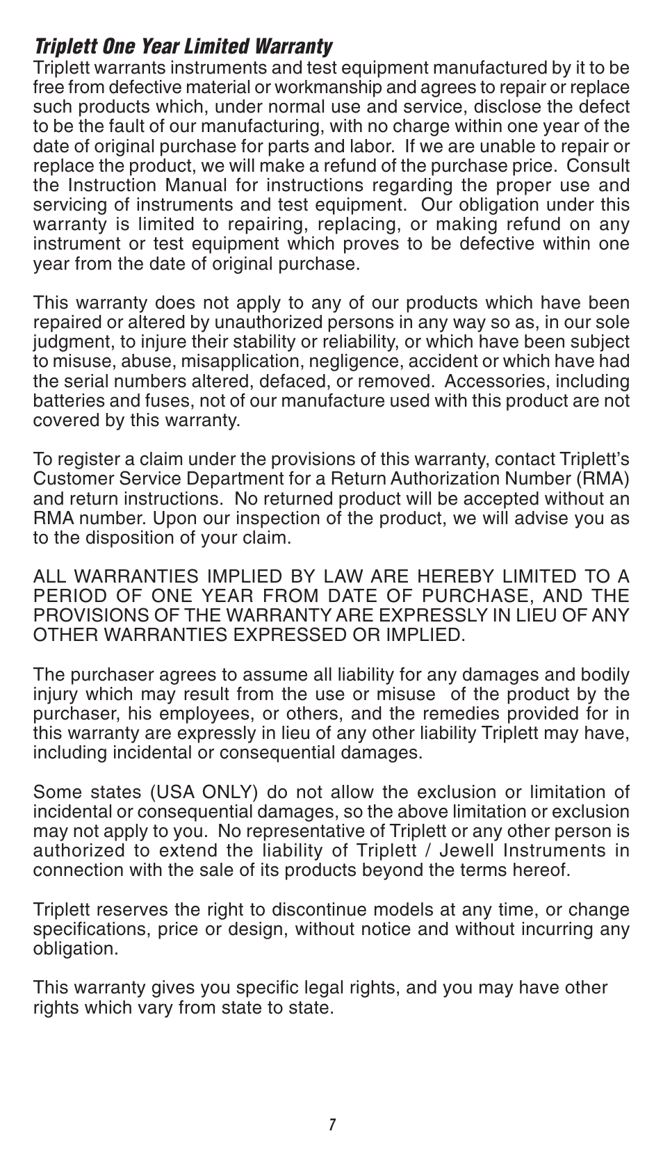 Triplett CobraCam 2 – PN: 8115 User Manual | Page 7 / 8