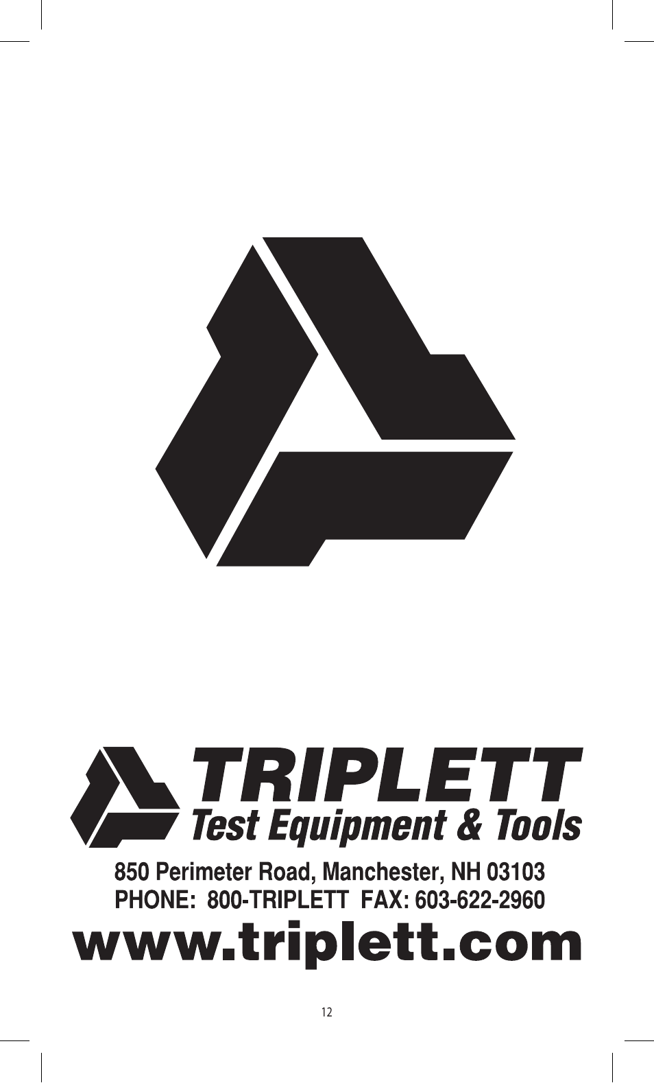 Triplett CobraCam Wifi – PN: 8120 User Manual | Page 12 / 12