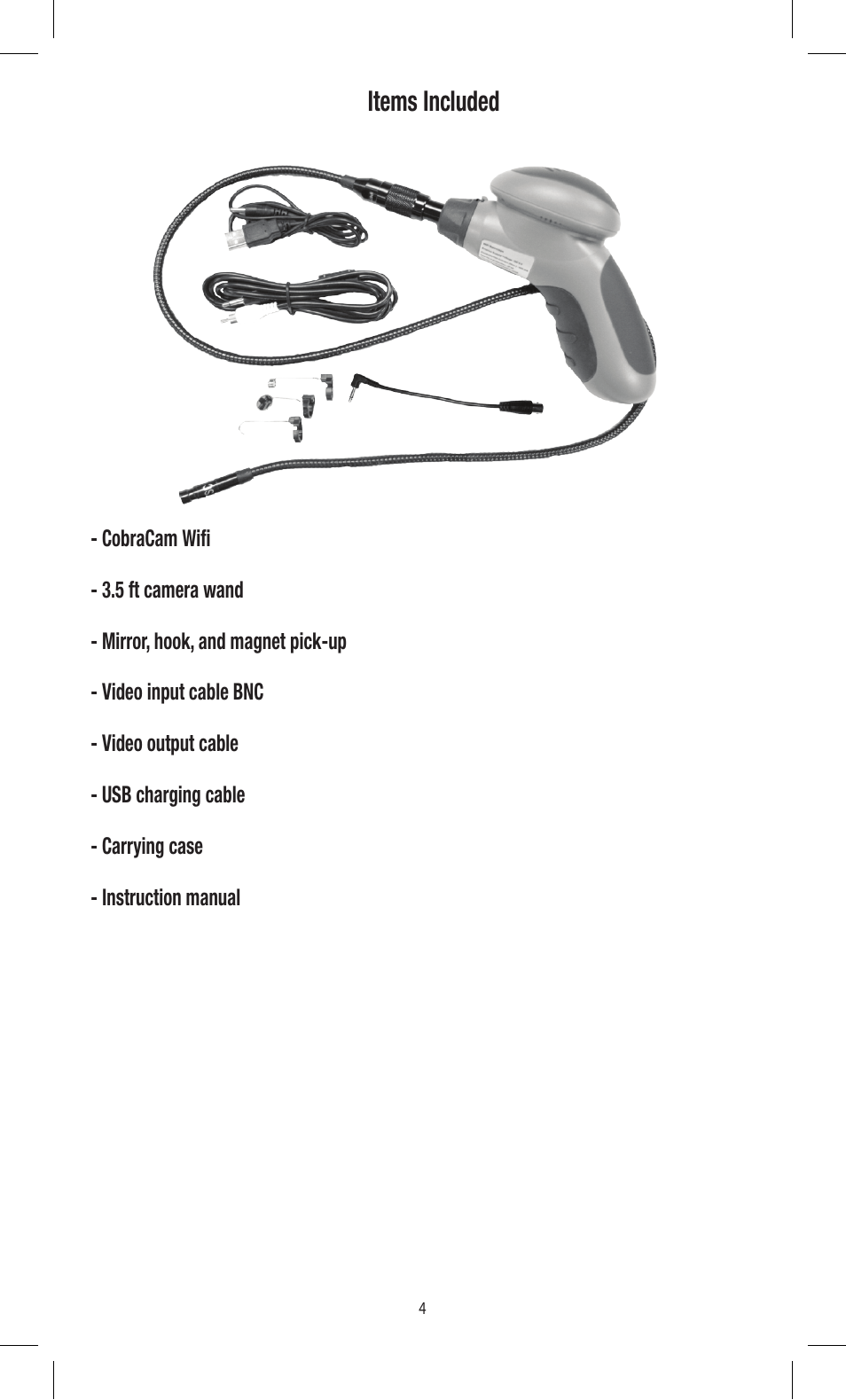 Items included | Triplett CobraCam Wifi – PN: 8120 User Manual | Page 4 / 12