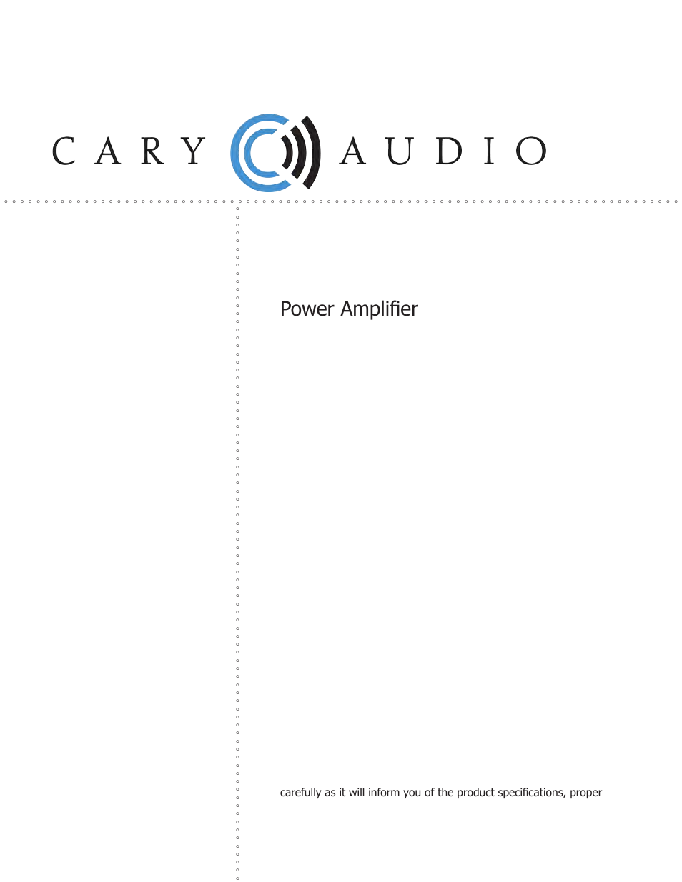 Cary Audio Design SA-500.1 User Manual | 16 pages