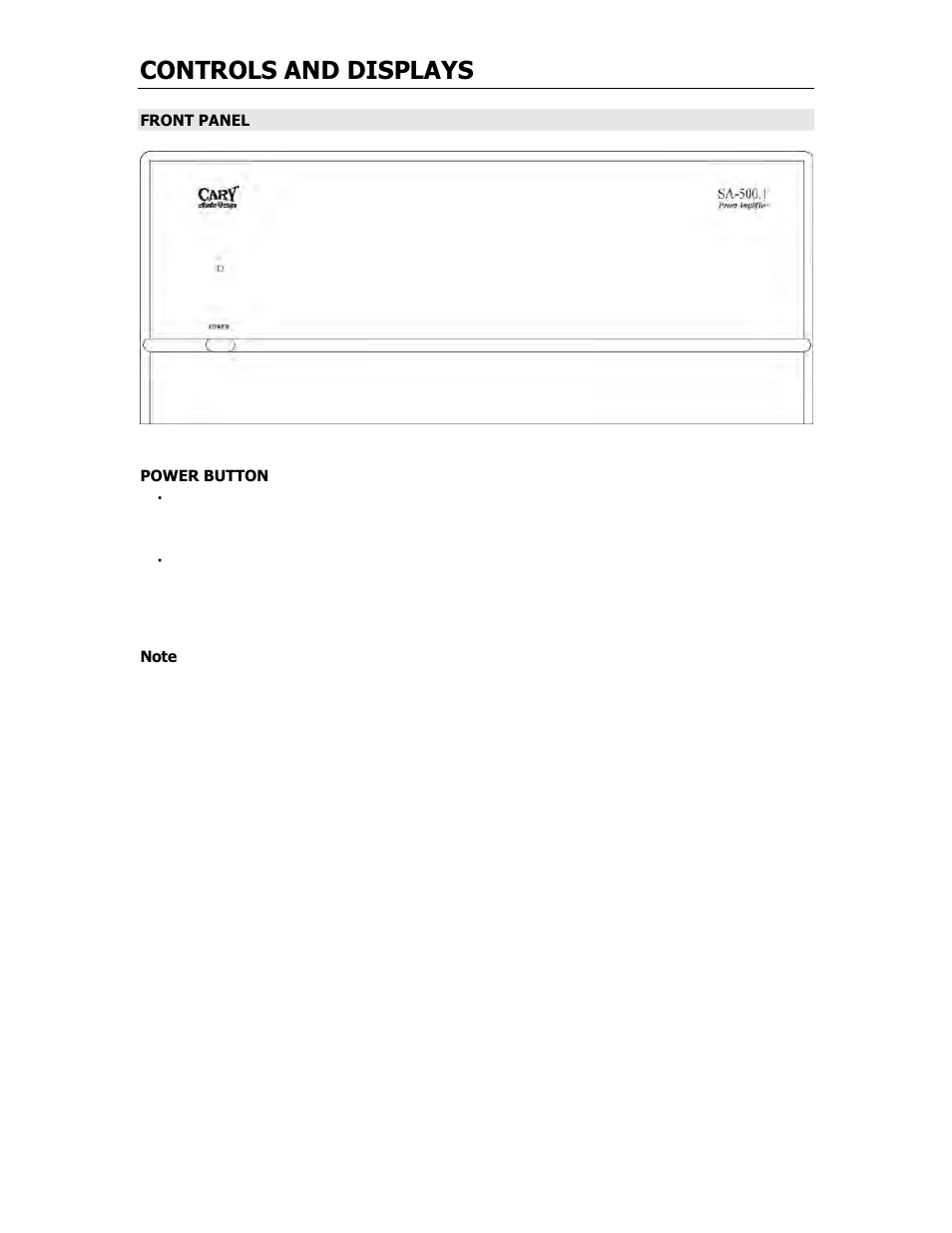 Controls and displays | Cary Audio Design SA-500.1 User Manual | Page 9 / 16